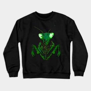 Praying Mantis with glowing eyes Crewneck Sweatshirt